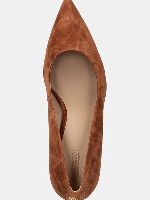 Lauren Ralph Lauren czółenka zamszowe Lanette Blkh kolor brązowy na słupku 802967743002 - zdjęcie produktu nr 2