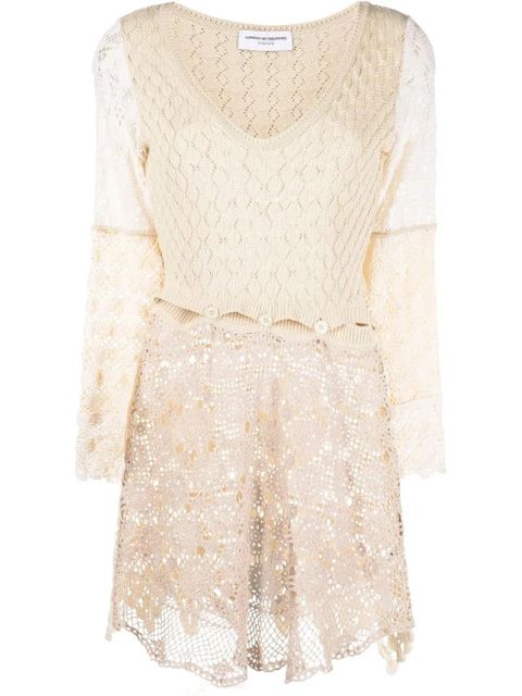 Marine Serre crochet mini dress - Neutrals - zdjęcie produktu nr 1
