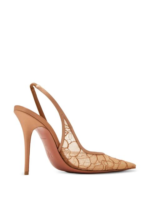 Amina Muaddi 105mm Anok lace slingback pumps - Neutrals