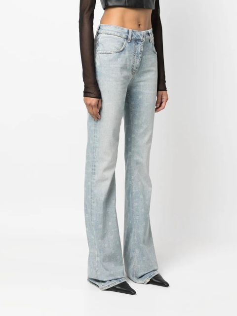 Givenchy logo-print flared jeans - Blue