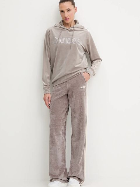 Guess bluza COUTURE damska kolor beżowy z kapturem z aplikacją V4RQ25 K0232