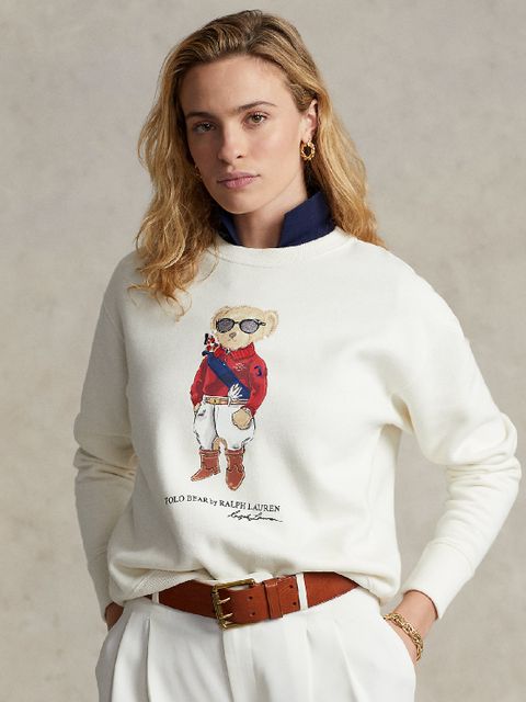 RALPH LAUREN - Biała bluza z misiem Relaxed Fit