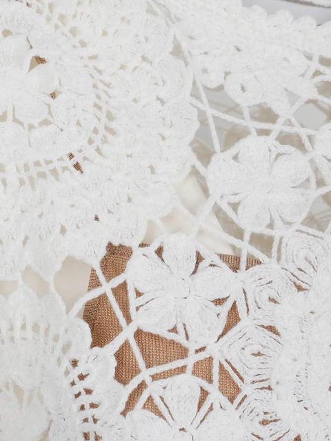 Self-Portrait floral-motif crochet-knit dress - White