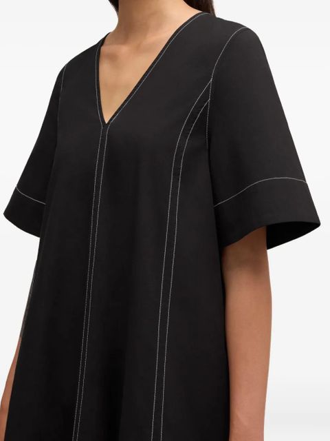 GANNI V-neck stitched dress - Black