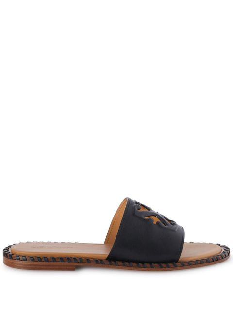 Off-White Twist Arrow-embossed leather slides - Black