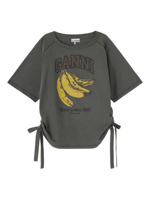 GANNI drawstring graphic T-shirt - Green - zdjęcie produktu nr 1