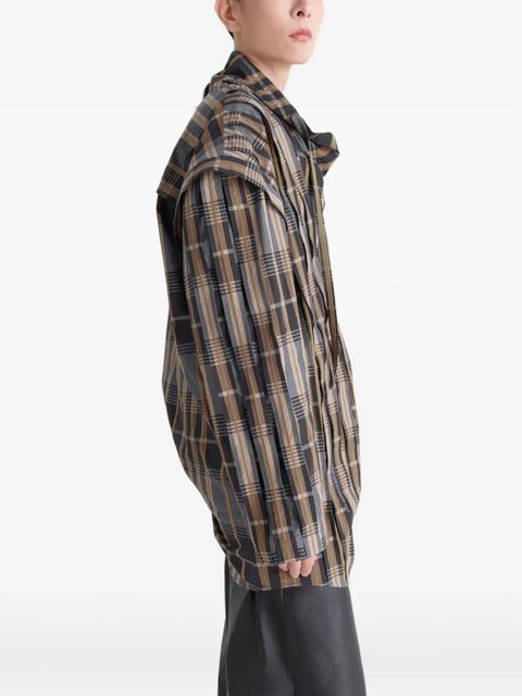 LEMAIRE topstitched striped blouse - Brown