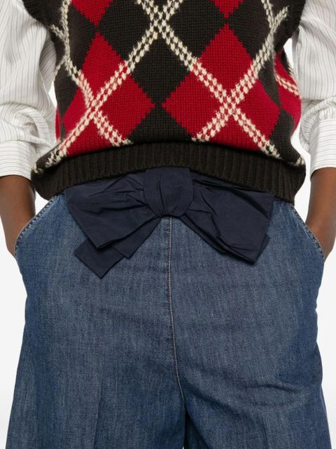 Valentino Garavani bow-embellished denim shorts - Blue