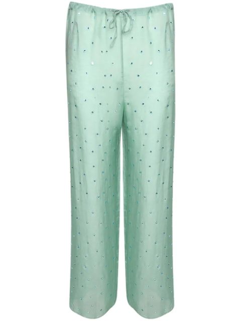 Oséree Gem Pants embellished straight-leg trousers - Green - zdjęcie produktu nr 1
