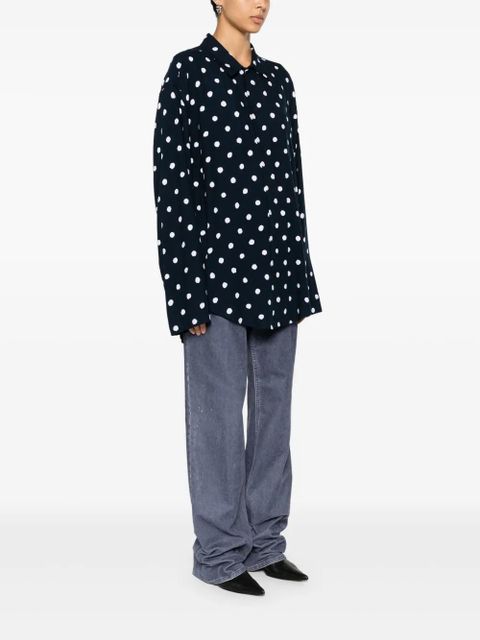 Balenciaga long-sleeves polka dot shirt - Blue