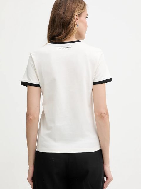 Karl Lagerfeld t-shirt bawełniany IKON damski kolor beżowy A3W17078