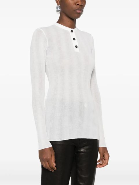KHAITE fine-ribbed long-sleeve T-shirt - White