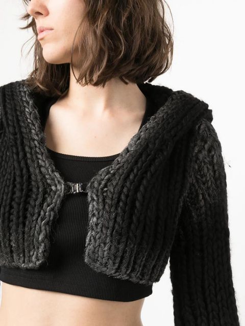 MISBHV hooded chunky-knit cropped cardigan - Black