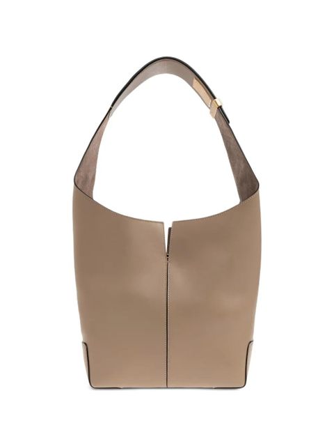 Tod's small logo-patch leather tote bag - Neutrals