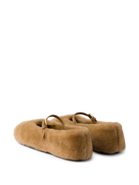 Prada shearling ballet flats - Brown