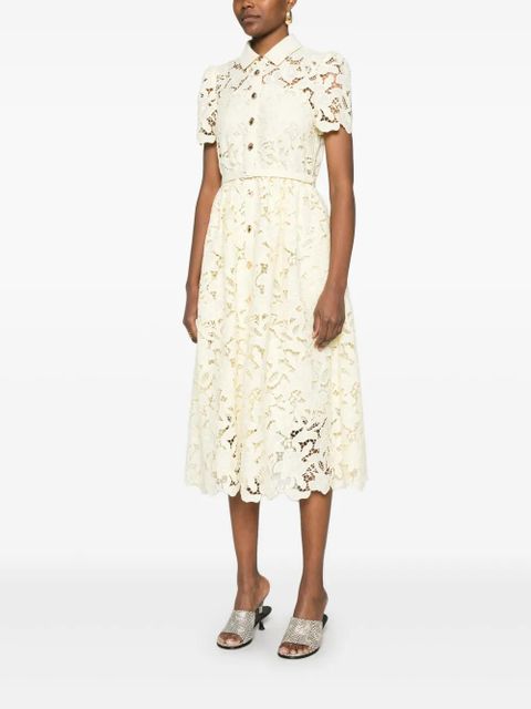 Self-Portrait lace collared midi dress - Yellow