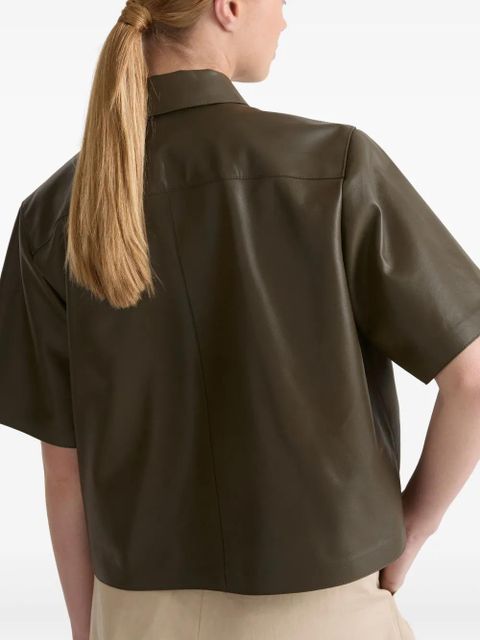 Yves Salomon cropped leather overshirt - Green - zdjęcie produktu nr 2