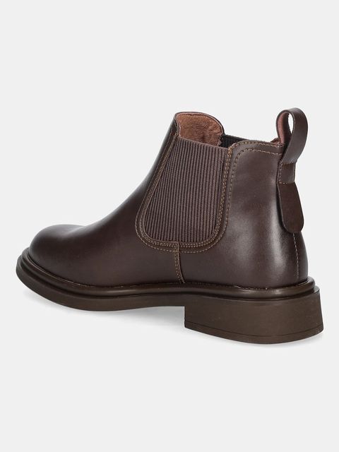 GOE sztyblety skórzane damskie kolor brązowy na płaskim obcasie SS2N4105 BROWN