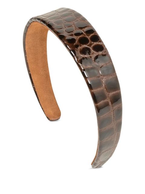 Jennifer Behr Cruz embossed-crocodile headband - Brown - zdjęcie produktu nr 1