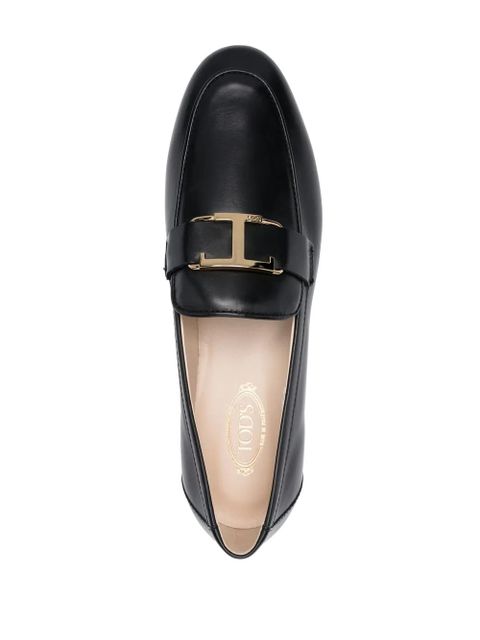 Tod's T-logo leather loafers - Black