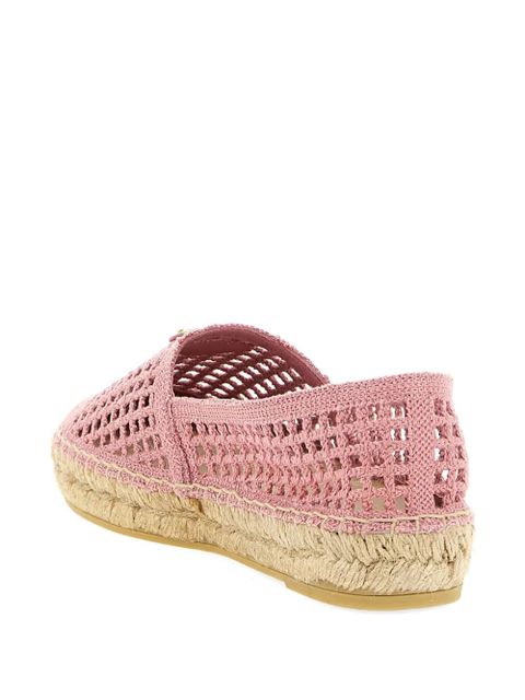 Prada crochet-knit logo-plaque espadrilles - Pink