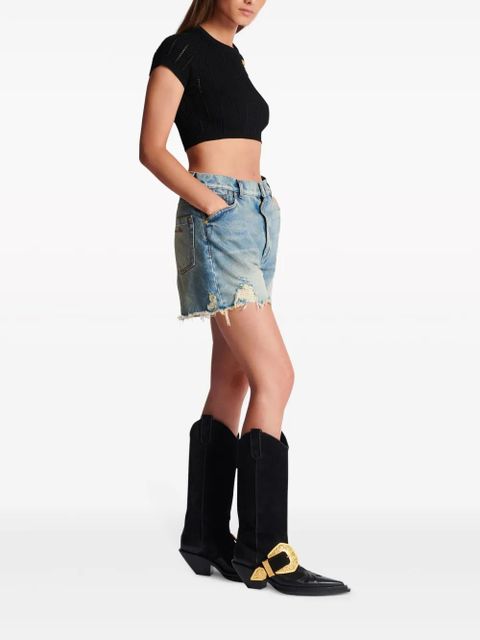 Balmain 3-Button knitted crop top - Black