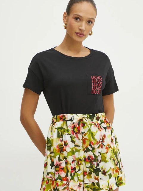 Liu Jo t-shirt bawełniany damski kolor czarny VA5152.JS923