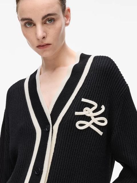 Karl Lagerfeld kardigan z dodatkiem wełny damski kolor czarny A4W18052 - zdjęcie produktu nr 2