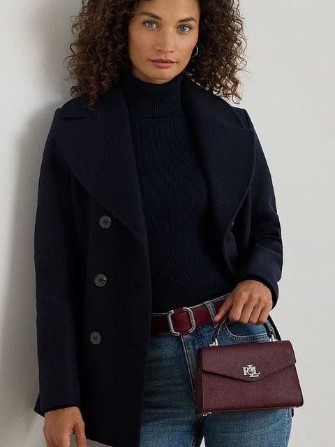 Lauren Ralph Lauren torebka skórzana kolor bordowy 431966765