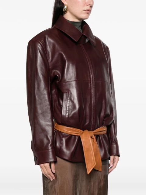 Saint Laurent zip-up leather coat - Red