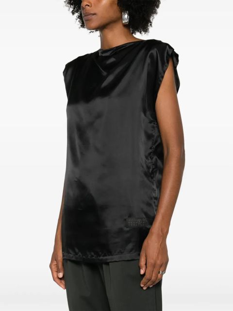 MM6 Maison Margiela logo-patch top - Black