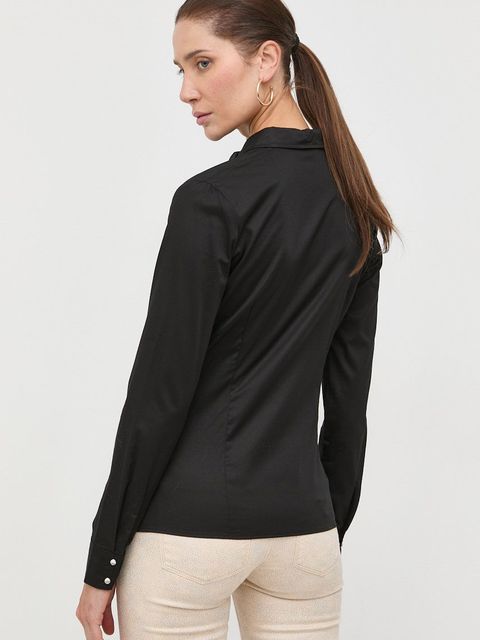 Guess koszula CATE damska kolor czarny slim z kołnierzykiem klasycznym W2YH41 WAF10