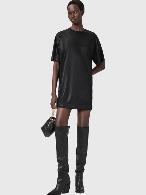 AllSaints sukienka kolor czarny mini oversize W141DD