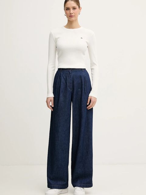 Lacoste longsleeve bawełniany kolor biały