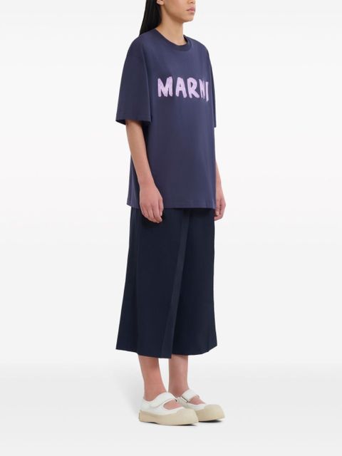 Marni logo-print cotton T-shirt - Blue