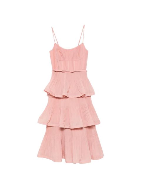ZIMMERMANN tiered pleated midi dress - Pink - zdjęcie produktu nr 1