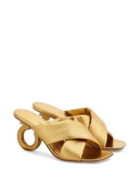 Ferragamo Gancini-heel padded sandals - Gold