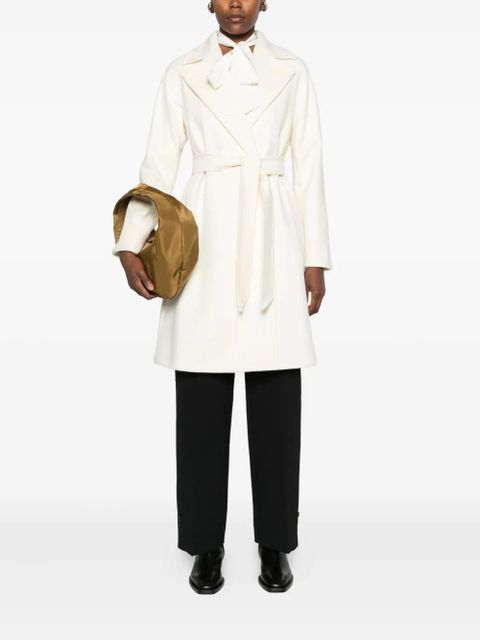 Max Mara belted wrap coat - White