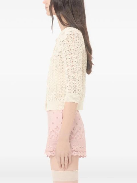 Valentino Garavani embroidered crochet-flower cardigan - Neutrals