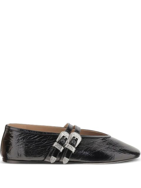Le Monde Beryl buckle-detail leather flats - Black - zdjęcie produktu nr 1