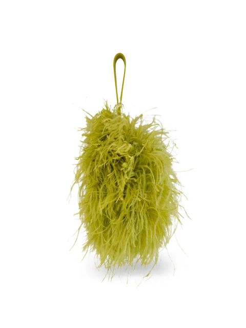 Ferragamo mini Double Gancini ostrich-feather clutch bag - Green