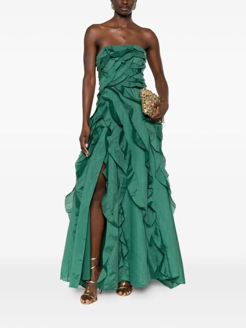 Aje ruffled strapless maxi dress - Green