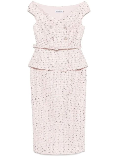 Self-Portrait bouclé midi dress - Pink - zdjęcie produktu nr 1