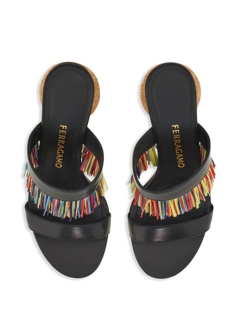 Ferragamo 75mm fringed sandals - Black