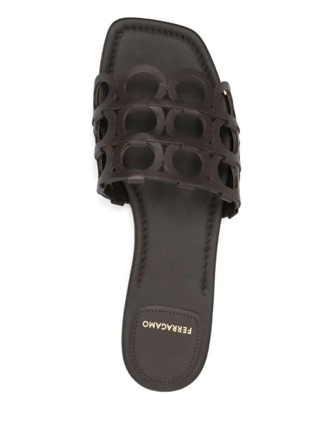 Ferragamo Gancini slides - Brown