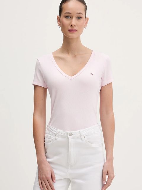 Tommy Jeans t-shirt damski kolor różowy DW0DW17385 - zdjęcie produktu nr 1