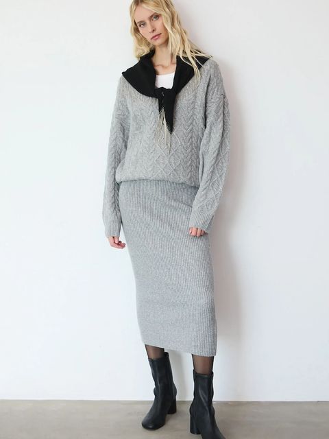 Medicine spódnica kolor szary maxi prosta - zdjęcie produktu nr 1