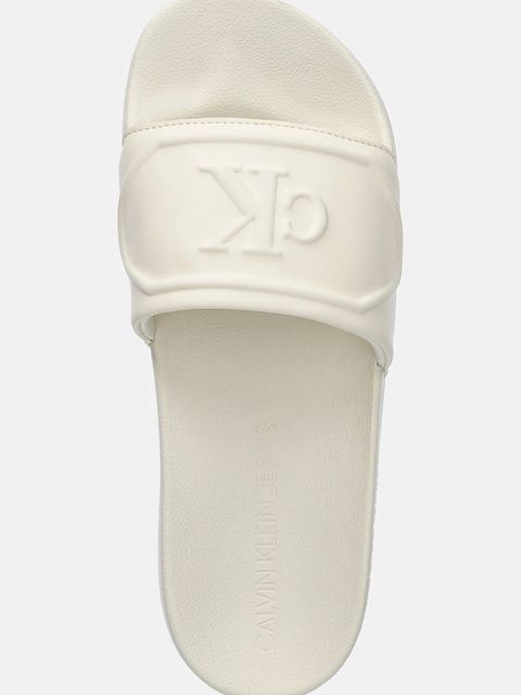 Calvin Klein Jeans klapki SLIDE PU HF MG damskie kolor beżowy YW0YW01879