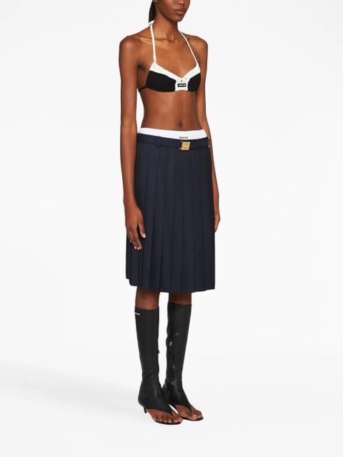 Miu Miu crochet-knit triangle bralette - Black