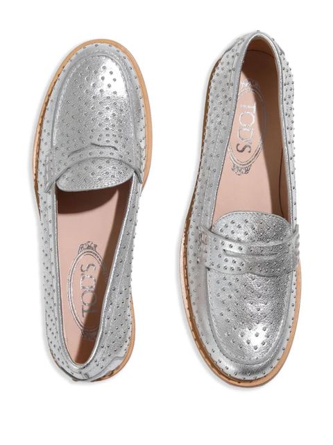 Tod's stud-embellished loafers - Silver - zdjęcie produktu nr 2